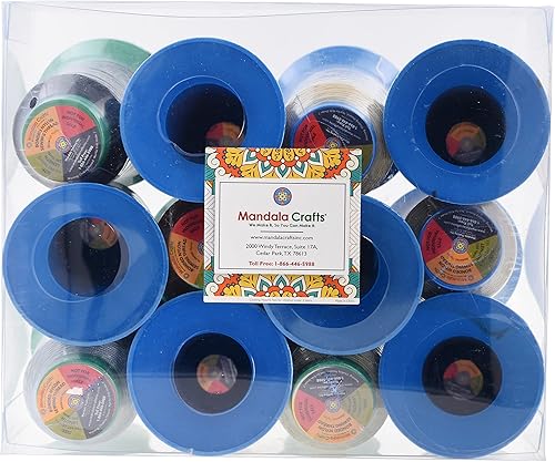 Miniatura 5 de Mandala Crafts Hilo de nailon adherido, 12 colores neutros, hilos de coser resistentes, 2400 yardas, tamaño 92, 280D, T90, Tex, 90, hilo para tejer