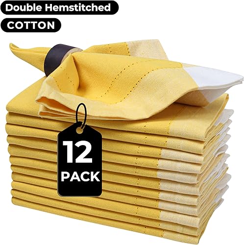 Miniatura 298 de Servilletas de lino y algodón de 18 x 18 pulgadas natural con vainica, servilletas de boda, servilletas de cóctel, servilletas de tela, servilletas