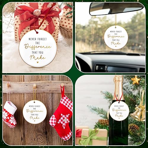 Vista 27 de OASSIE Regalos de agradecimiento de Navidad para empleados para compañeros de trabajo, adornos de Navidad de cerámica 2025 para decoraciones