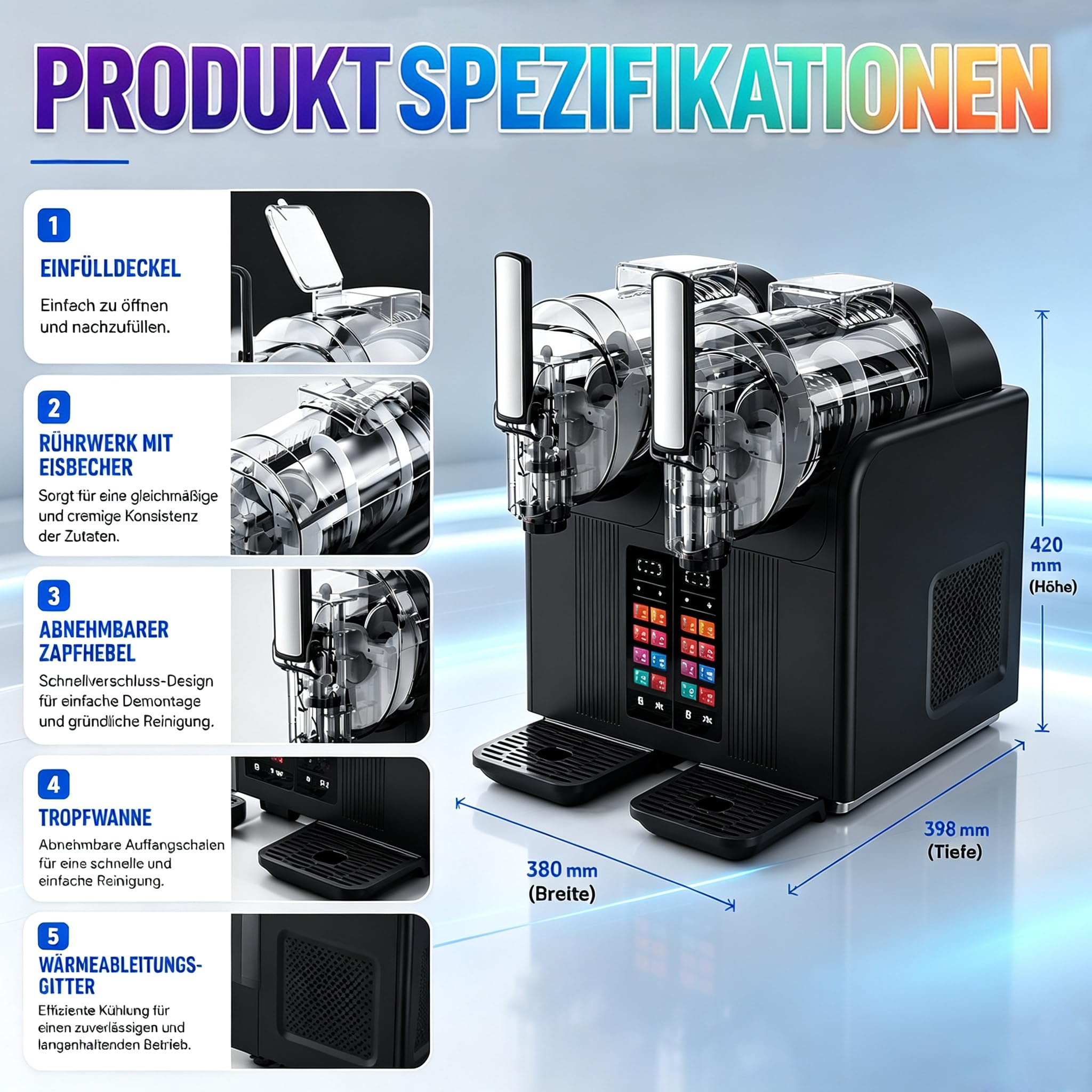 Machine à Granita 2l, Fonction Autonettoyante Black-DoubleBowl