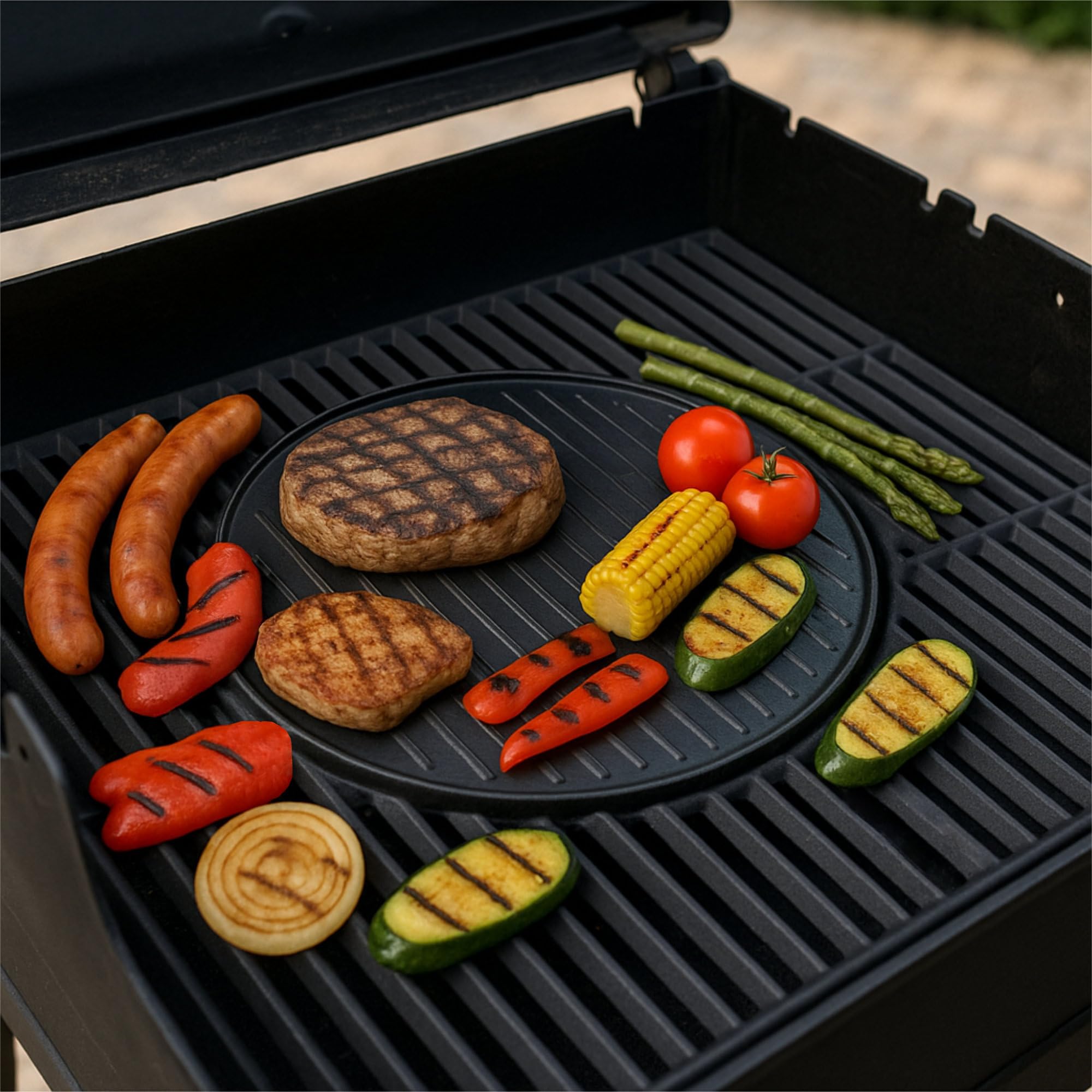 BBQ Toro Gietijzeren Grillrooster Met 3 Poten, Rond, Dutch Oven Onderzetter Grillaccessoires Driepoot Grillrooster Rooster Pannenstandaard Roosterrooster Vuurrooster Grillplaat Rooster Diameter 30 Cm 664780362