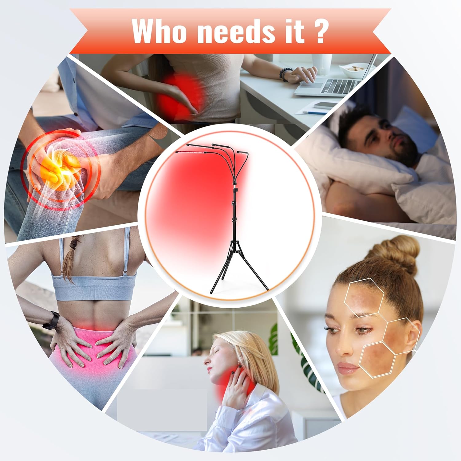 Assembled OneBlis Red Light Lamp with adjustable height and flexible arms