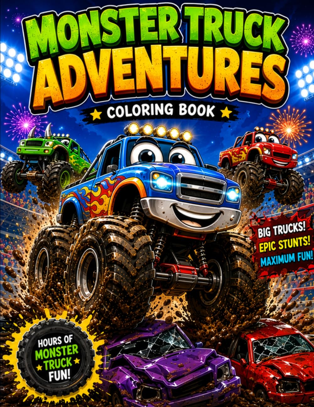 Monster Truck Adventures: A Fun and Easy Monster Truck Coloring Book for Kids Ages 3–6