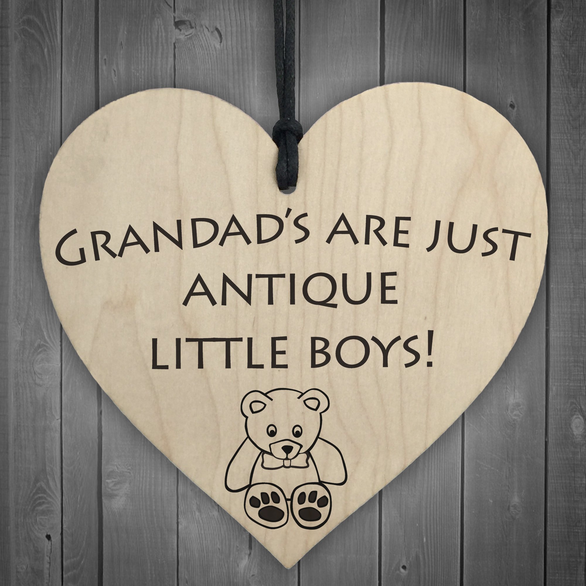 Red Ocean Grandads Antique Little Boys Novelty Wooden Hanging Heart Grandfather Plaque