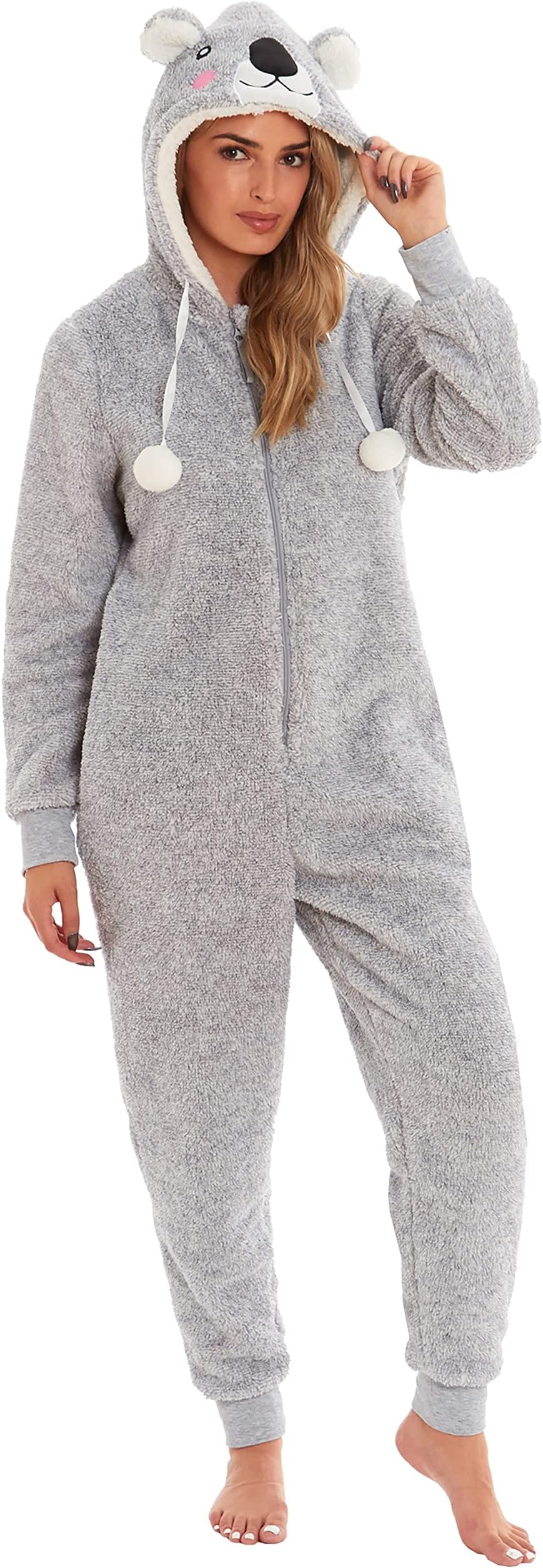 Ladies Onesie Cosy Hooded Onesies for Women Soft Comfy Fleece Pyjamas Nightwear for Women Fluffy Fleece Onesie Lounge Wear Gifts for Her