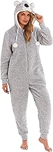 KATE MORGAN Ladies Onesie Cosy Hooded Onesies for Women Soft Comfy Fleece Pyjamas Nightwear for Women Fluffy Fleece Onesie Lounge Wear Gifts for Her
