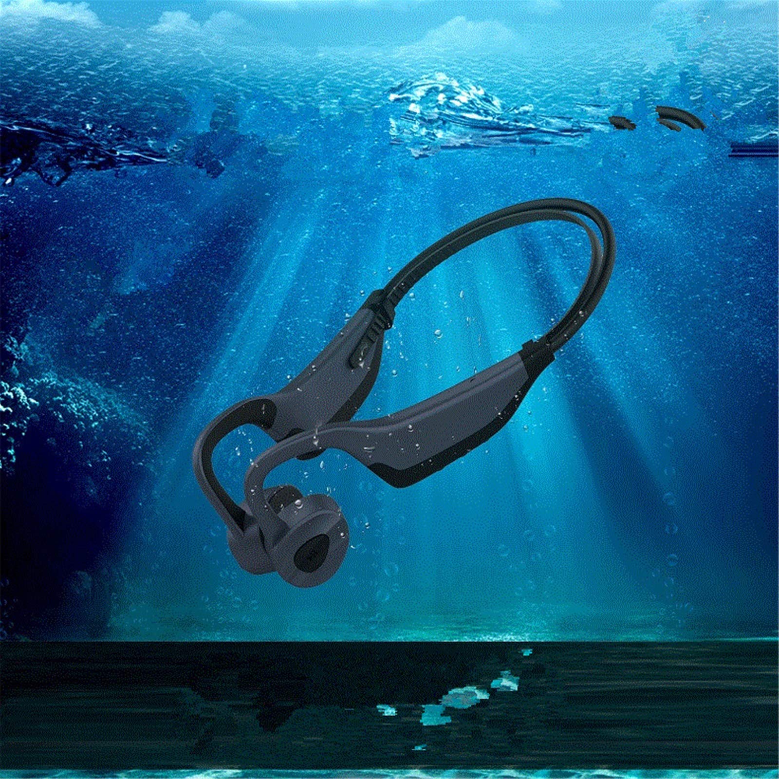 Cuffie per Conduzione Ossea, Cuffie Sportive, Tappo Non Orecchio, Gancio Auricolare Wireless Reale Leggero, Adatto per Esercizio Domestico, Auricolari Bluetooth Anti-Sudore per La Corsa,Blu