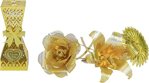Miniatura 6 de Microworld Rompecabezas de metal 3D, kit de modelos de metal de flores doradas, regalo de bricolaje para adultos, montaje para principiantes,