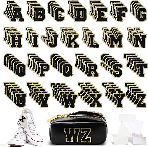 156 parches de letras de felpilla autoadhesivos, 6 juegos de parches de trébol de piedra de la A a la Z, parches de felpilla para bricolaje, bolsas