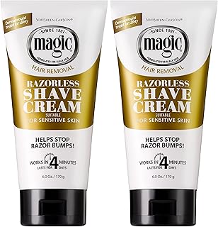SoftSheen-Carson Magic Razorless Shaving Cream, Hair Removal Cream, Depilatory Cream, Works in 4 Minutes for Coarse, Curly...