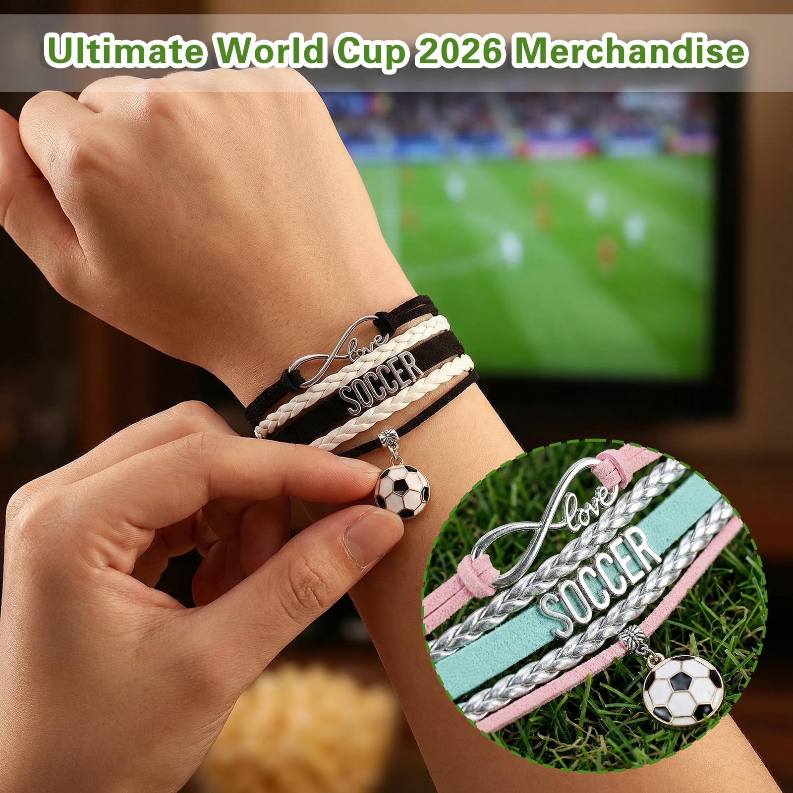 2 Sets 2026 Soccer Merchandise, Handcrafted Soccer Bracelet for Women and Teens, Football Jewelry Accessory, Football Fan Gifts, Team Gear, Fan Merch - 5