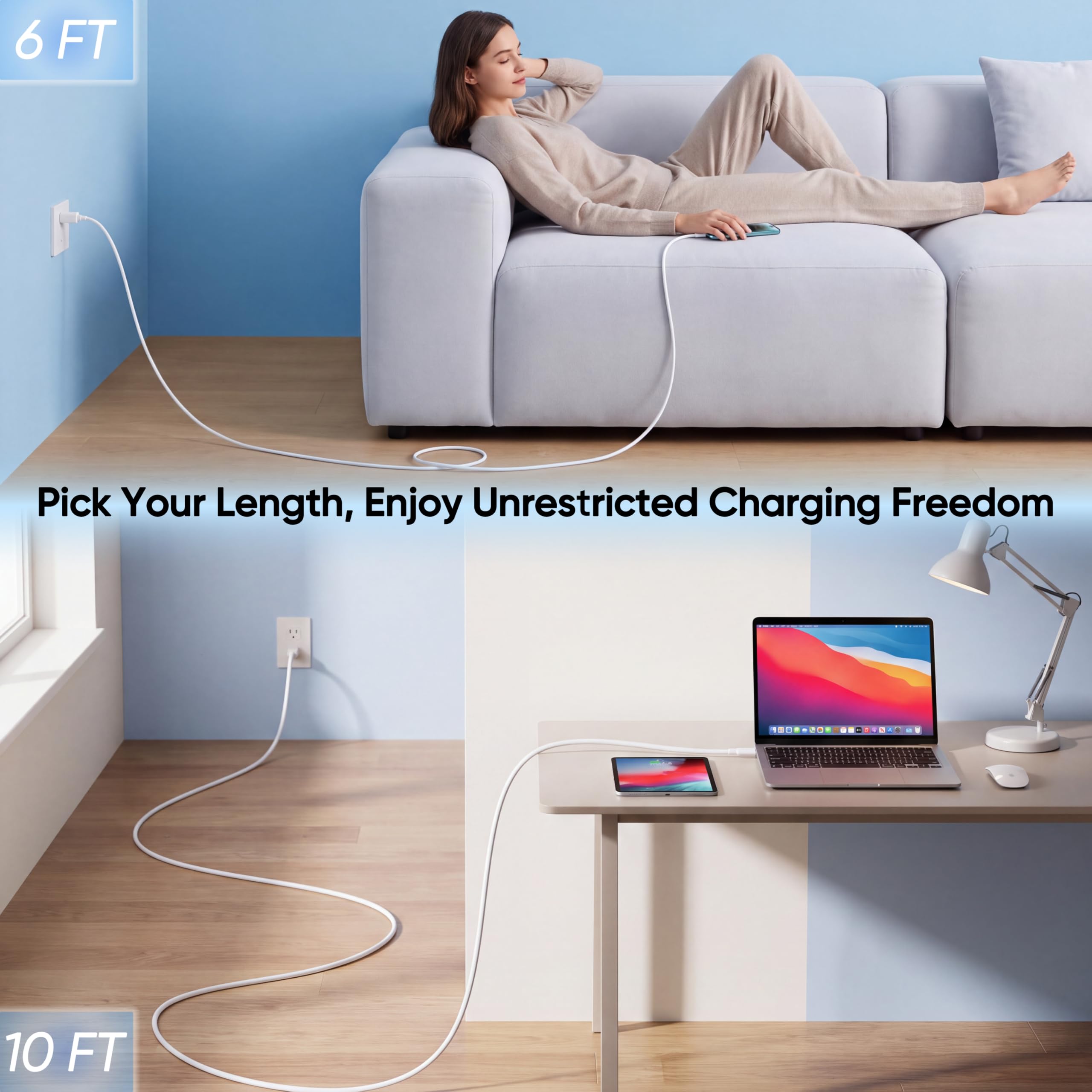 Cavo da USB C a USB C [3 m confezione da 10], cavo di ricarica rapida tipo