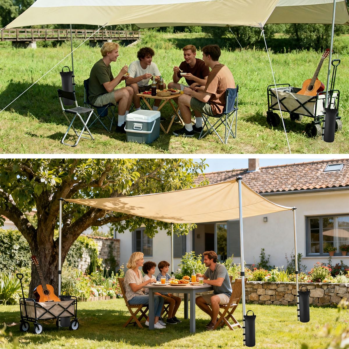 Lot de 8 Sac de Lestage, Oxford 600D Lestage Tonnelle, Lest pour Tonnelle, Leste pour Pied de Tonnelle, Poids pour Tonnelle, pour Tentes, Gazebos et Parasols,pour Camping, Plage et Jardin, Noir