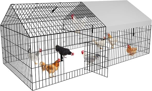 Metal Chicken Coop 87"40" with Cover Chicken Run Pen for Yard Outdoor Large Portable Chicken Playpen Enclosure Rabbit Small Animal Dog Poultry Cat Cage Duck Coop Hen