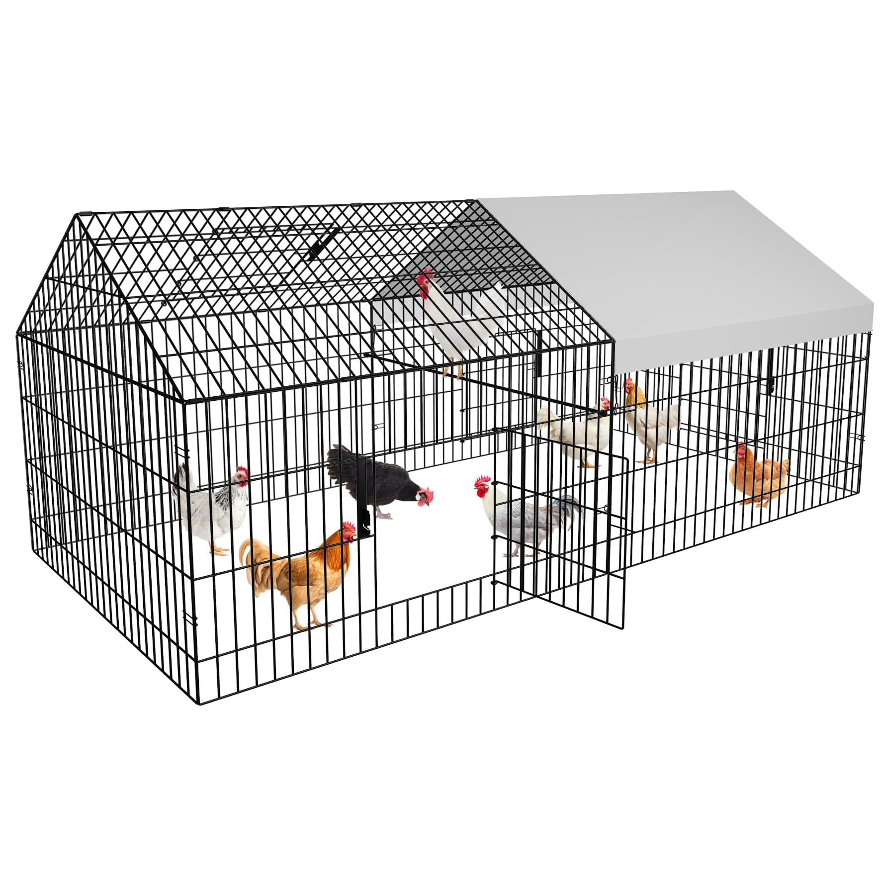 Metal Chicken Coop 87"×40" with Cover Chicken Run Pen for Yard Outdoor Large Portable Chicken Playpen Enclosure Rabbit Small Animal Dog Poultry Cat