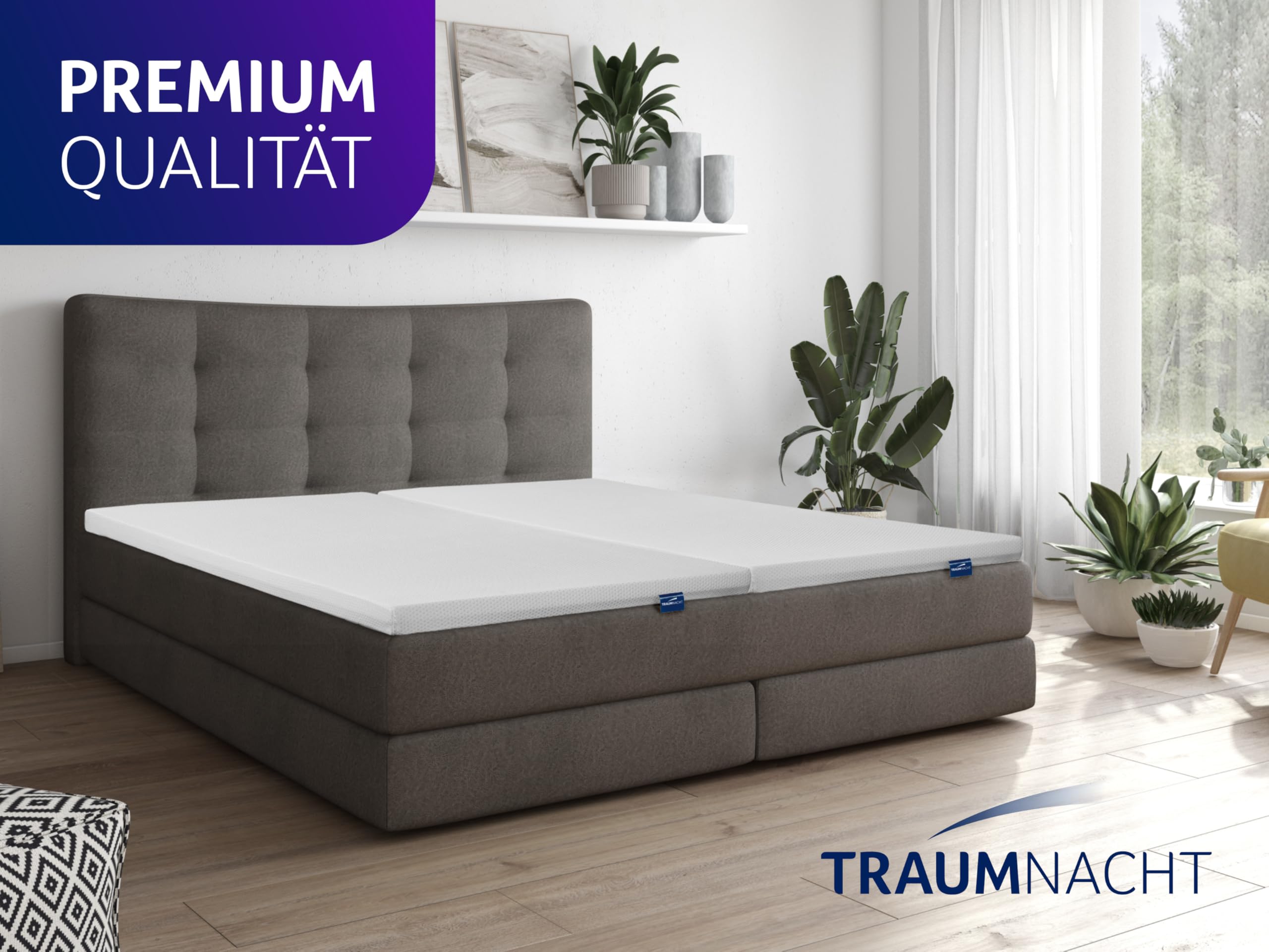 Traumnacht Komfort Matratzentopper mit punktelastischem Kaltschaumkern für optimale Anpassung, 90 x 200 cm, Härtegrad 3 (mittelfest), Öko-Tex zertifiziert, produziert nach deutschem Qualitätsstandard