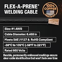 Vista 5 de SÜA - Conjunto de cables de soldadura de 300 amperios - Conector de terminal - Cable de cobre 100% AWG # 1 (25 pies cada plomo)