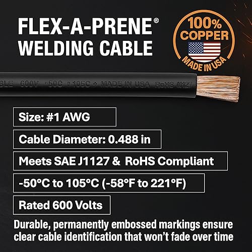 Miniatura 5 de SÜA - Conjunto de cables de soldadura de 300 amperios - Conector de terminal - Cable de cobre 100% AWG # 1 (25 pies cada plomo)