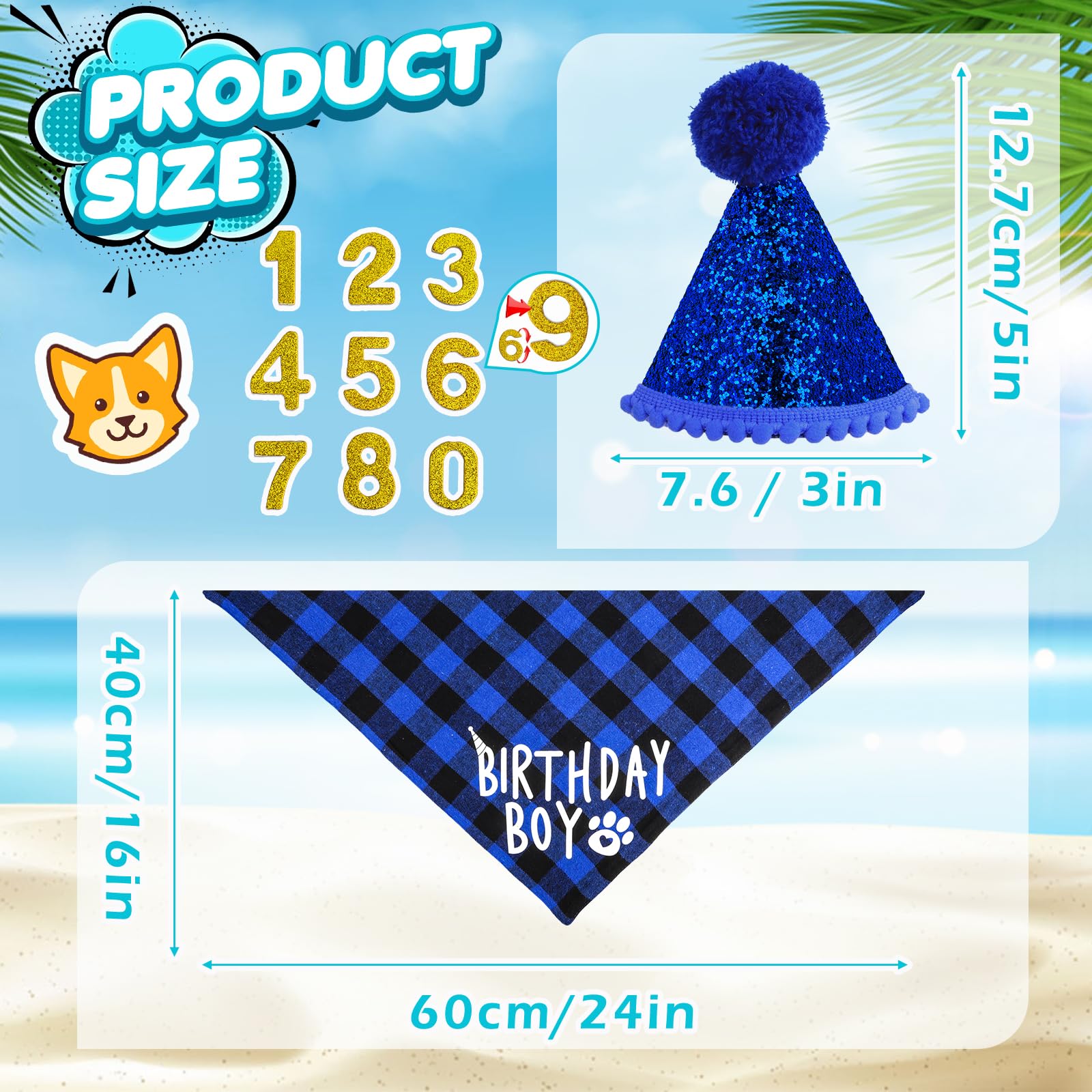 EXPAWLORER Hundeparty-Set – Geburtstags-Accessoires Mit Halstuch, Hut & Schleife Für Hunde (klein, Blau)