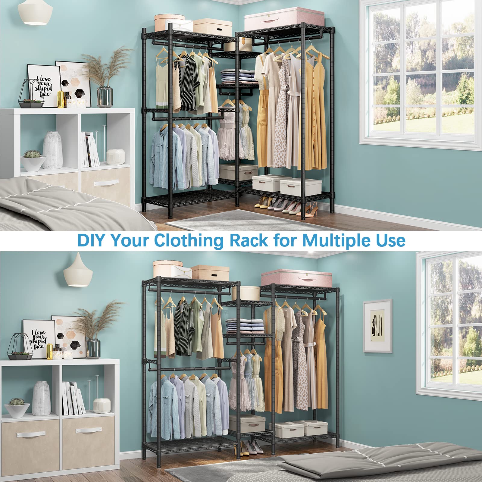 Amazon｜VIPEK L6 衣類ラック L字型 衣類ラック 高耐久 衣類