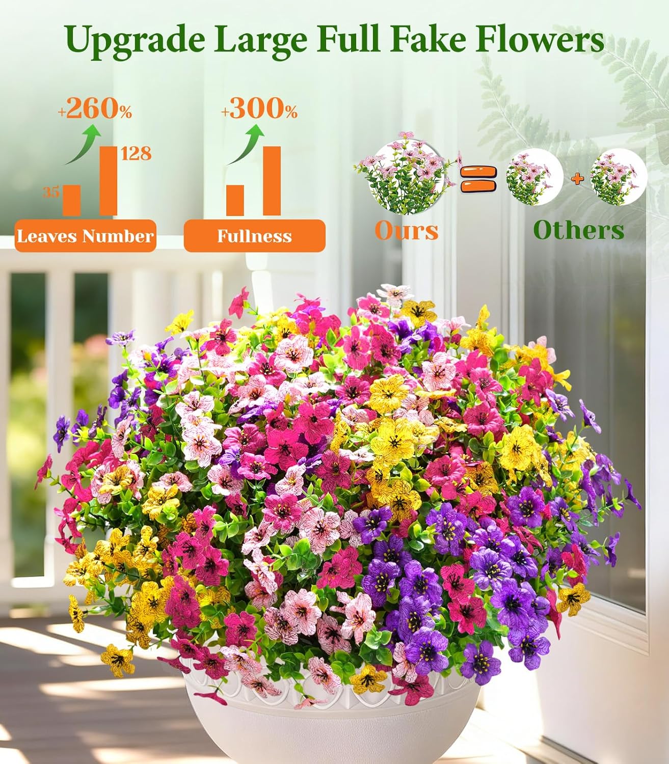 Elyum Artificial Flowers for Outdoors, 18 Bundles Mixed Colors Fake Outdoor Flowers for Decoration, UV Resistant Realistic Artificial Flowers Plants for Outside Planters Garden Porch Patio Decor - Image 2