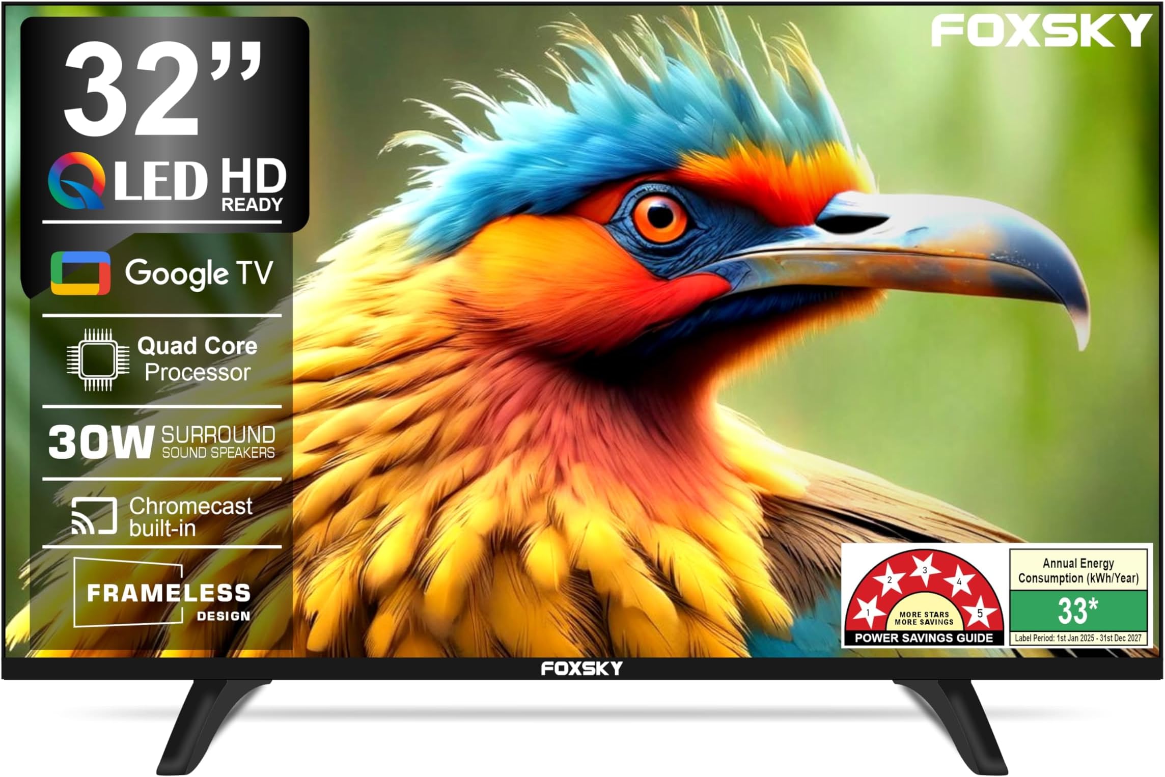 Foxsky 80 cm (32 inches) HD Ready Smart LED TV 32FS-VS (Black)