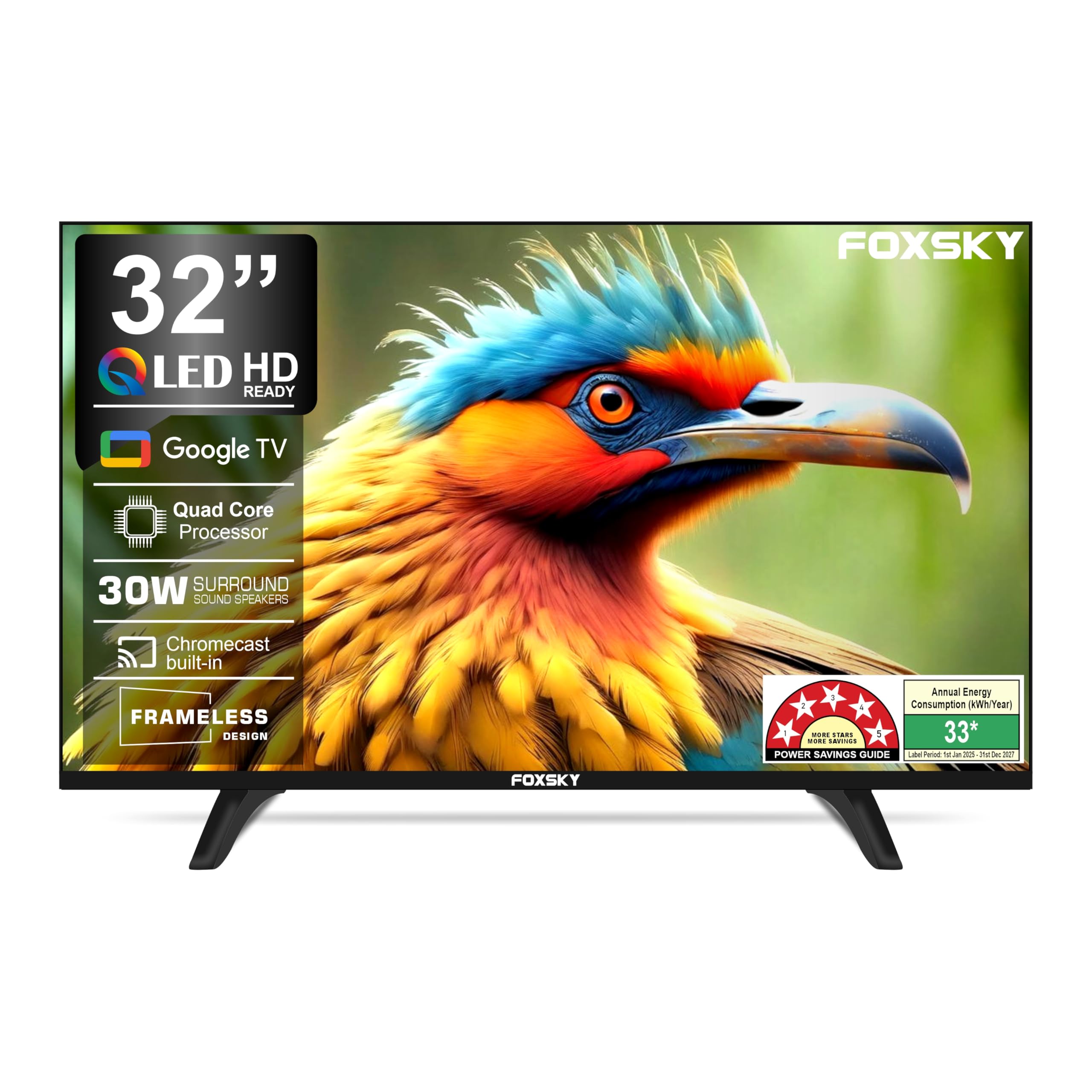 Foxsky 80 cm (32 inches) HD Ready Smart LED TV 32FS-VS (Black)