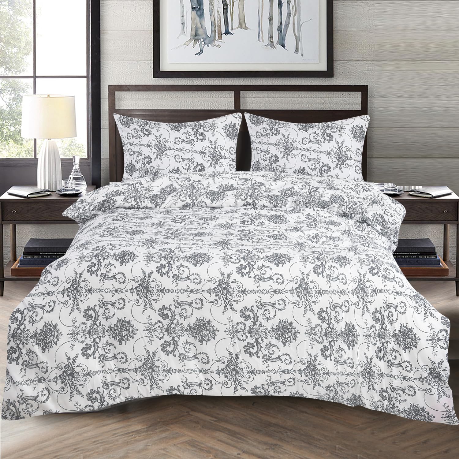 ZIMEL HOMES Duvet Cover with Fitted sheet & Pillow Case Quilt Cover Bedding Set Single Double King 20 Designs (114B, Single)