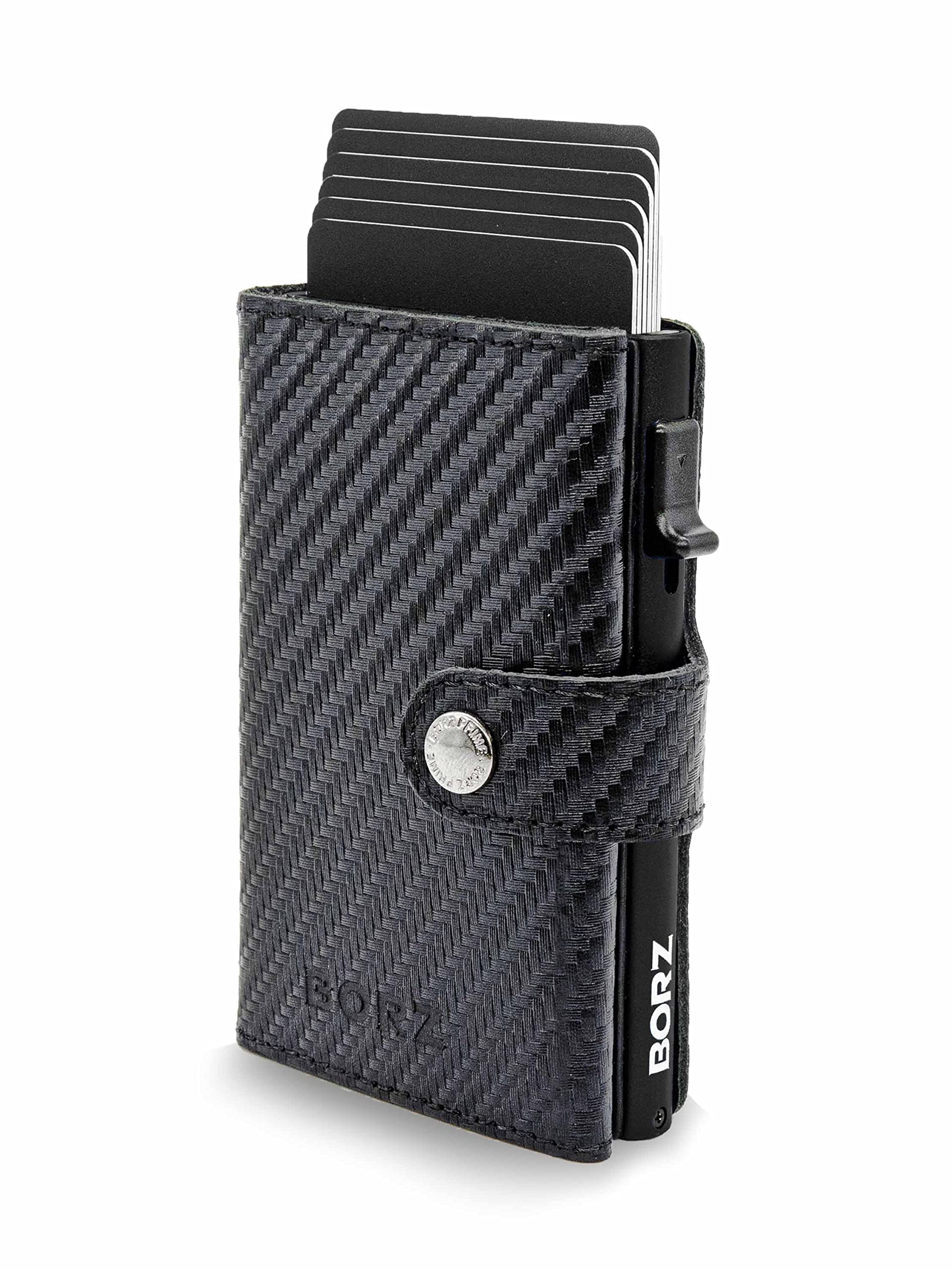 BORZ Prime Maxus Magnetic 2 Wallet ohne Münzfach AirTag kompatibel, Kartenetui mit RFID Schutz, Mini Geldbörse Cardholder, Geldbeutel für Karten & Scheine aus echtem Leder für Herren & Damen BORZ Prime Maxus Magnetic 2 Wallet ohne Münzfach AirTag kompatibel, Kartenetui mit RFID Schutz, Mini Geldbörse Cardholder, Geldbeutel für Karten & Scheine aus echtem Leder für Herren & Damen
