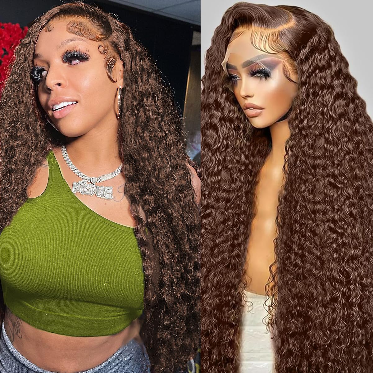Amazon.com : BIANFA 13x6 Deep Wave Lace Front Wigs Human Hair