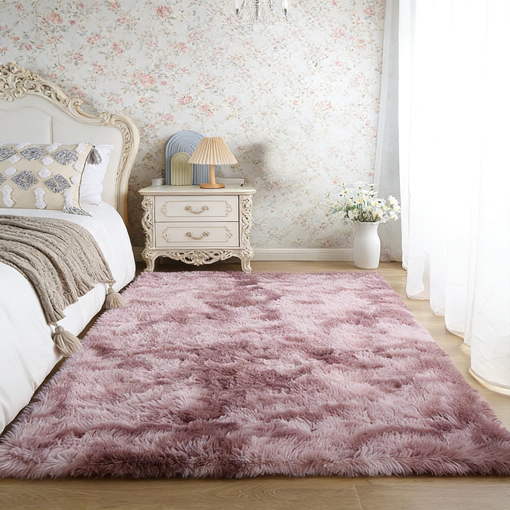 Tapis salon moderne 320x380 anti-glisse grand tapis shaggy lavable