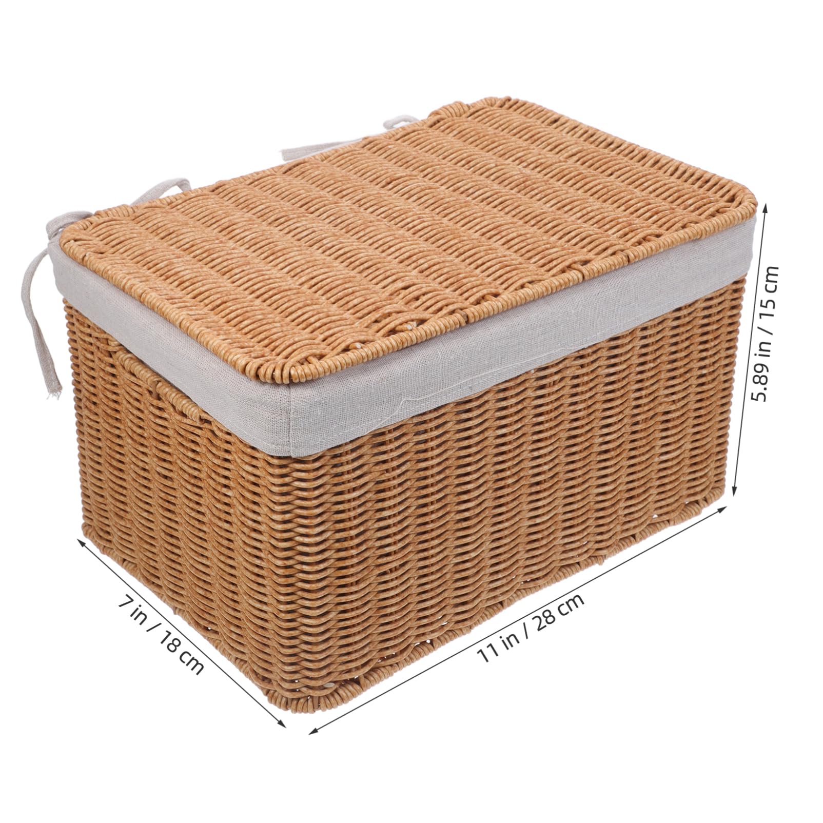 Homoyoyo Cesta de Almacenamiento Tejida Mano con Tapa Organizador de Mimbre con Asas y Forro para Dormitorio Lavandería y Cocina