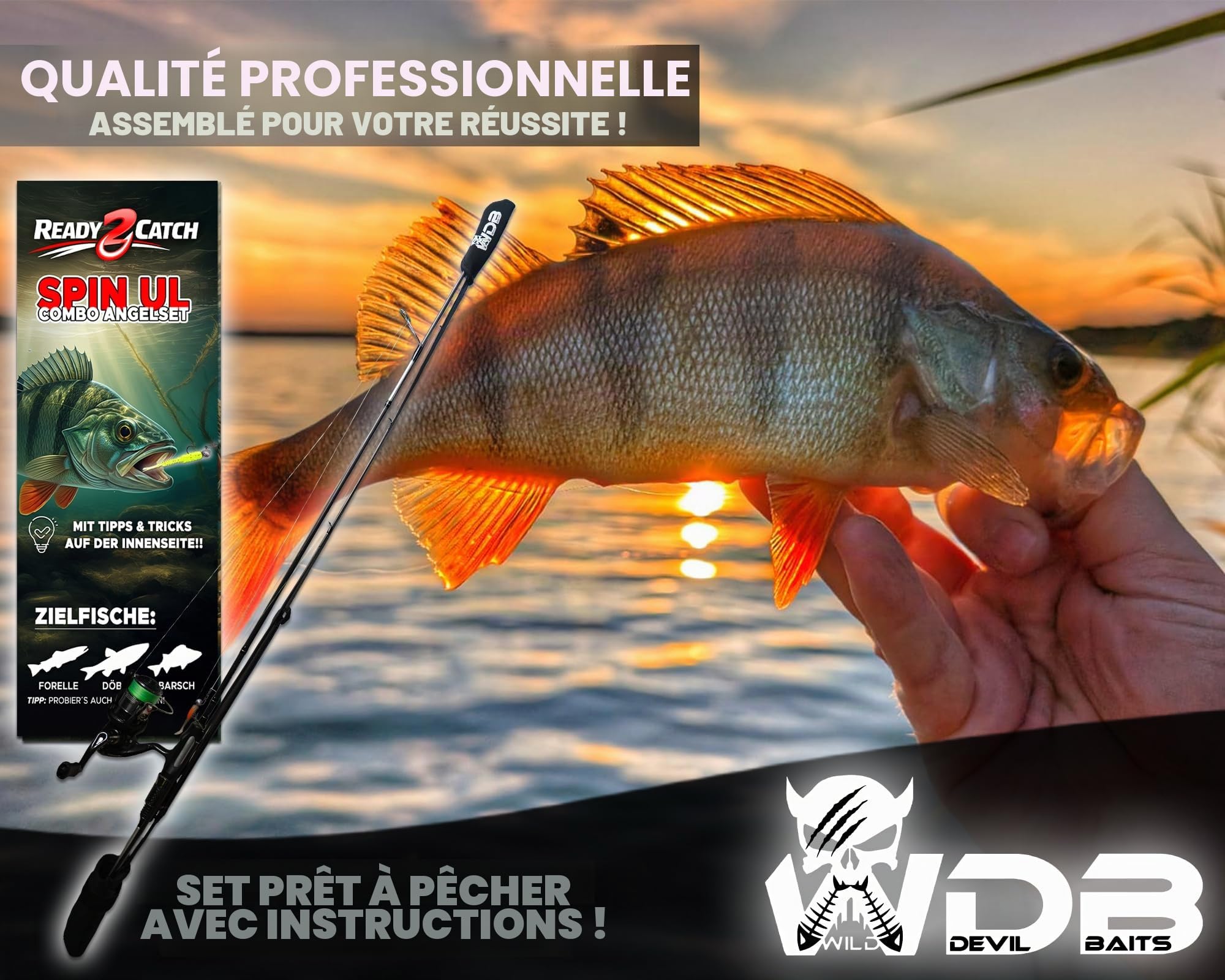 Angel Berger Ready2Catch Spin UL Combo Kit de pêche prêt à pêcher