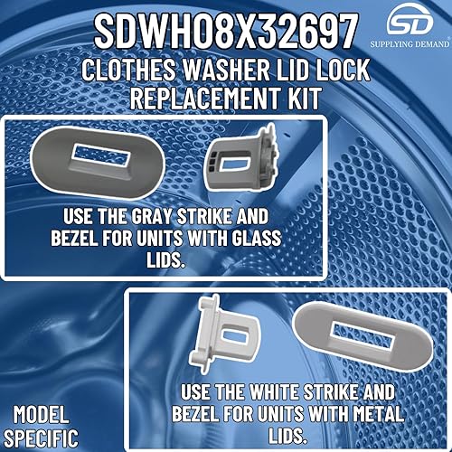 Miniatura 7 de Supplying Demand WH08X32697 WH01X27954 Kit de reemplazo de servicio de bloqueo de tapa de lavadora de ropa Modelo específico no universal
