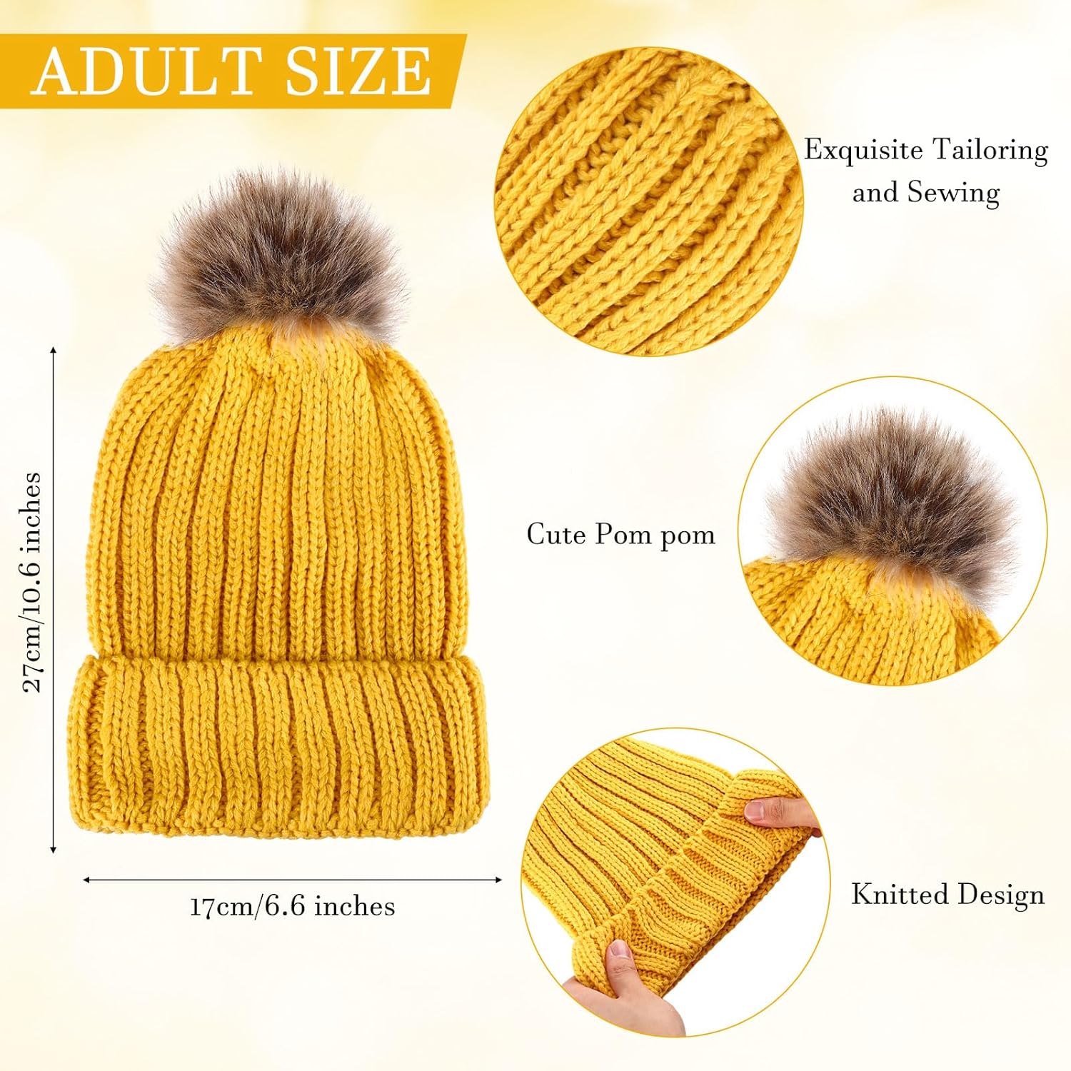 Handepo 24 Pcs Women Knit Beanies Hat Glove Bulk Windproof Fleece Cap Touchscreen Gloves Set Winter Warm Hat Gloves Pack for Adult - Image 2