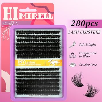 C Curl Lash Clusters Extensions Eye Lashes Clusters 100D Fluffy Lash Cluster Wispy 280 Pcs tatti Lashes Individual Clusters Makeup at Home - DIY Eyelash Clusters Extension Kit (9-18MM) Mix