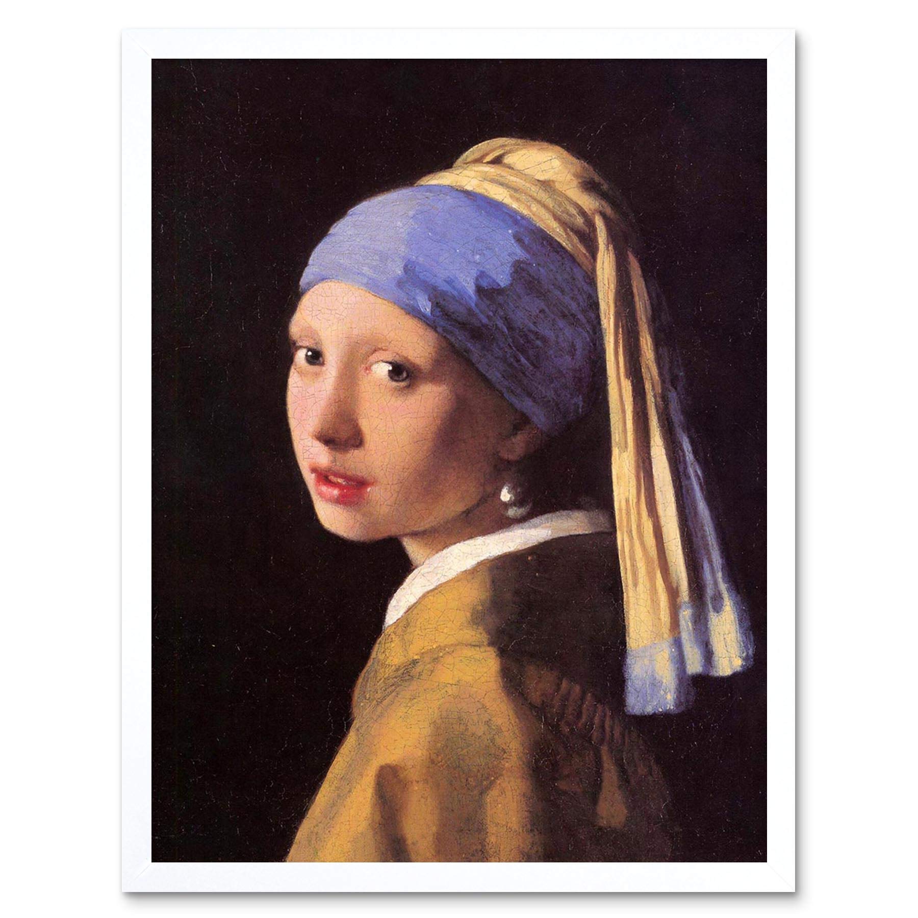 Johannes Vermeer Girl With a Pearl Earring Framed Wall Art Print - Old Master Painting Portrait - W12 x H16 inch - Artery8