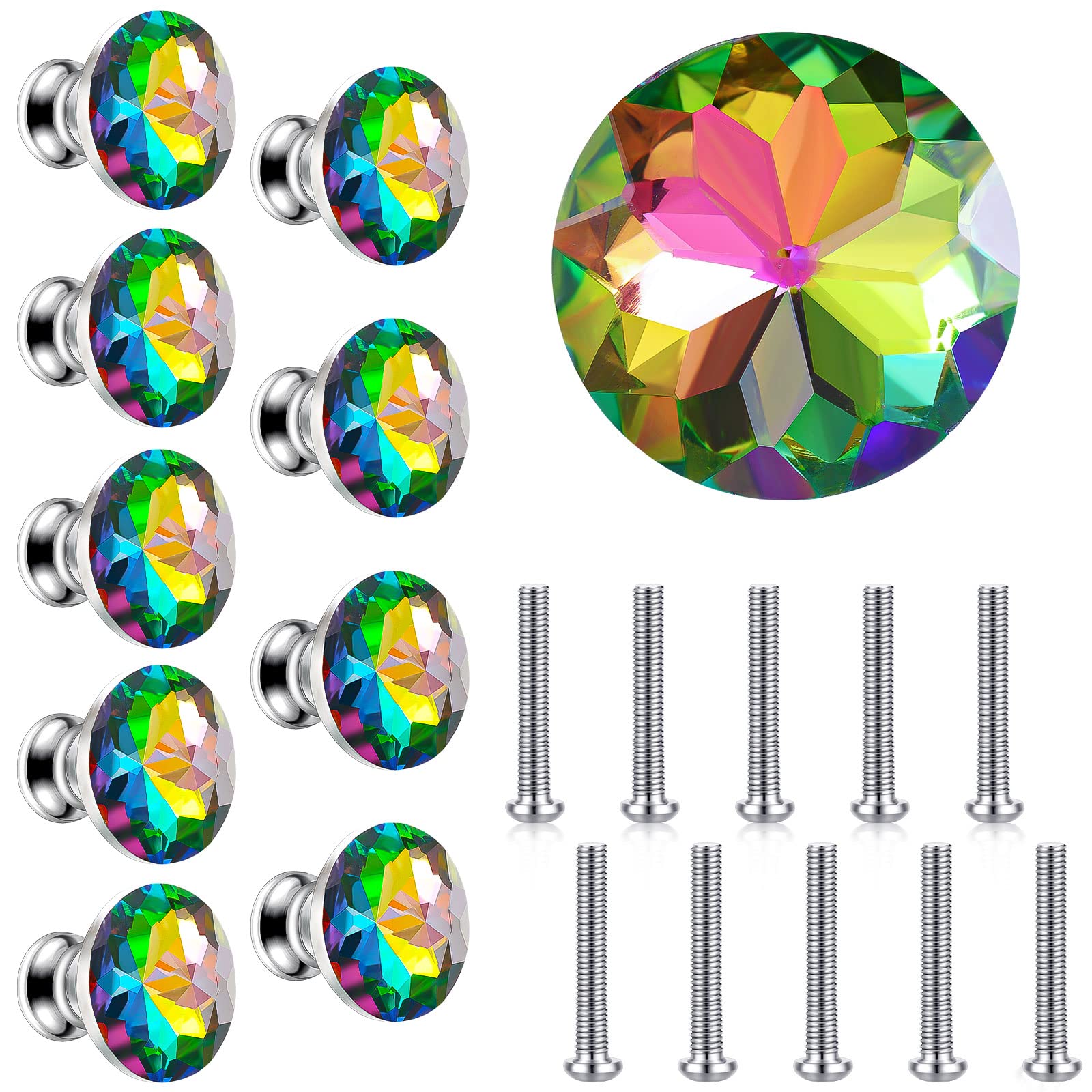 JYABSLNAJ Cabinet Pulls, Glass Knobs Pull for Cabinets and Drawers Crystal Knobs for Dresser Drawers(Fresh Style)