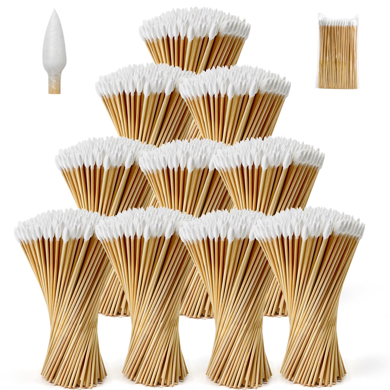 Photo 1 of 1000 PCS 6-Inch Precision Gun Cleaning Swabs - Lint-Free Bamboo-Handle Cotton Swabs for Gun Cleaning, Makeup & Electronics