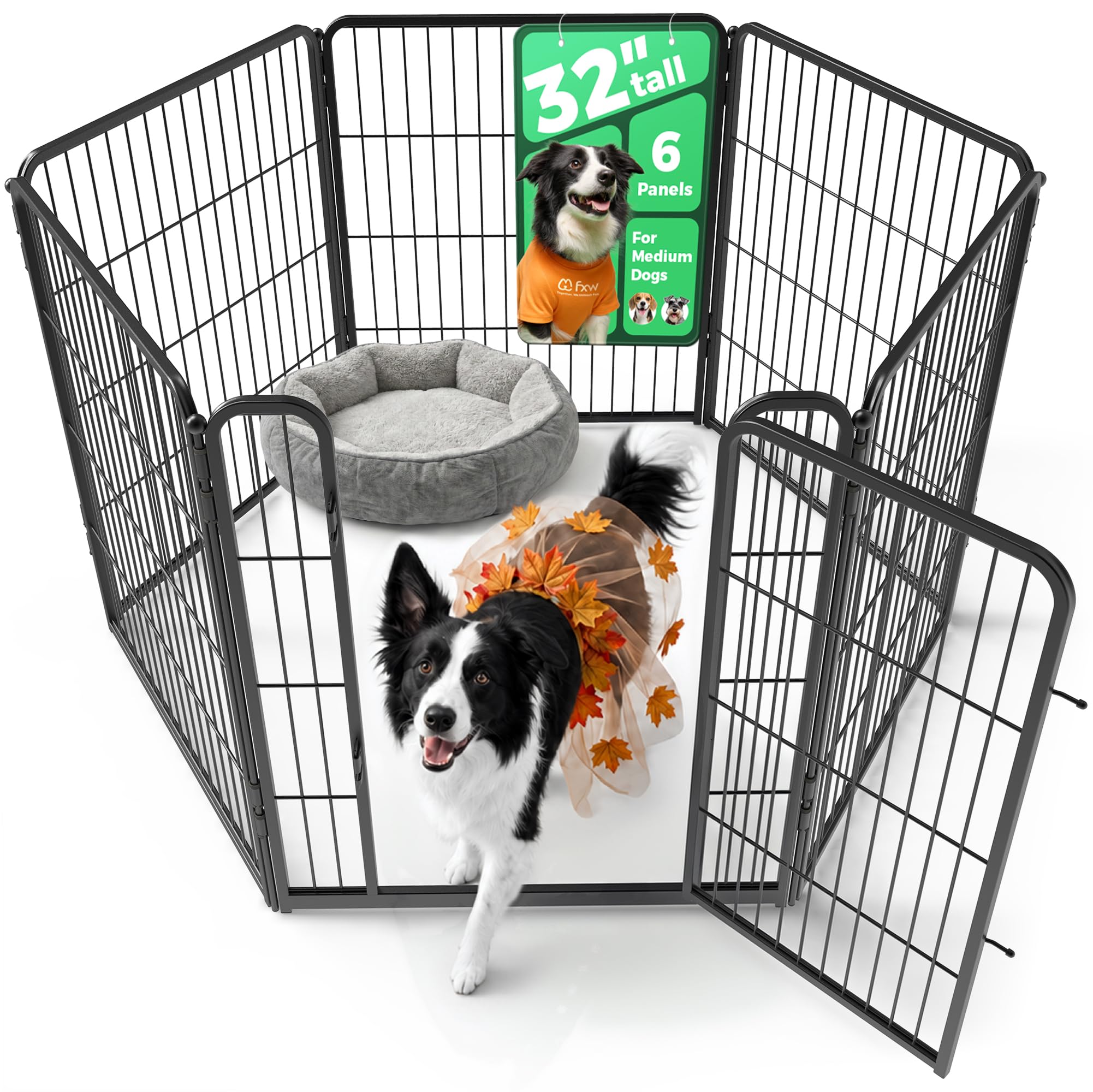 FXW Homeplus Indoor Dog Playpen, 32" H, 6 Panels, for Small &amp; Medium Dogs