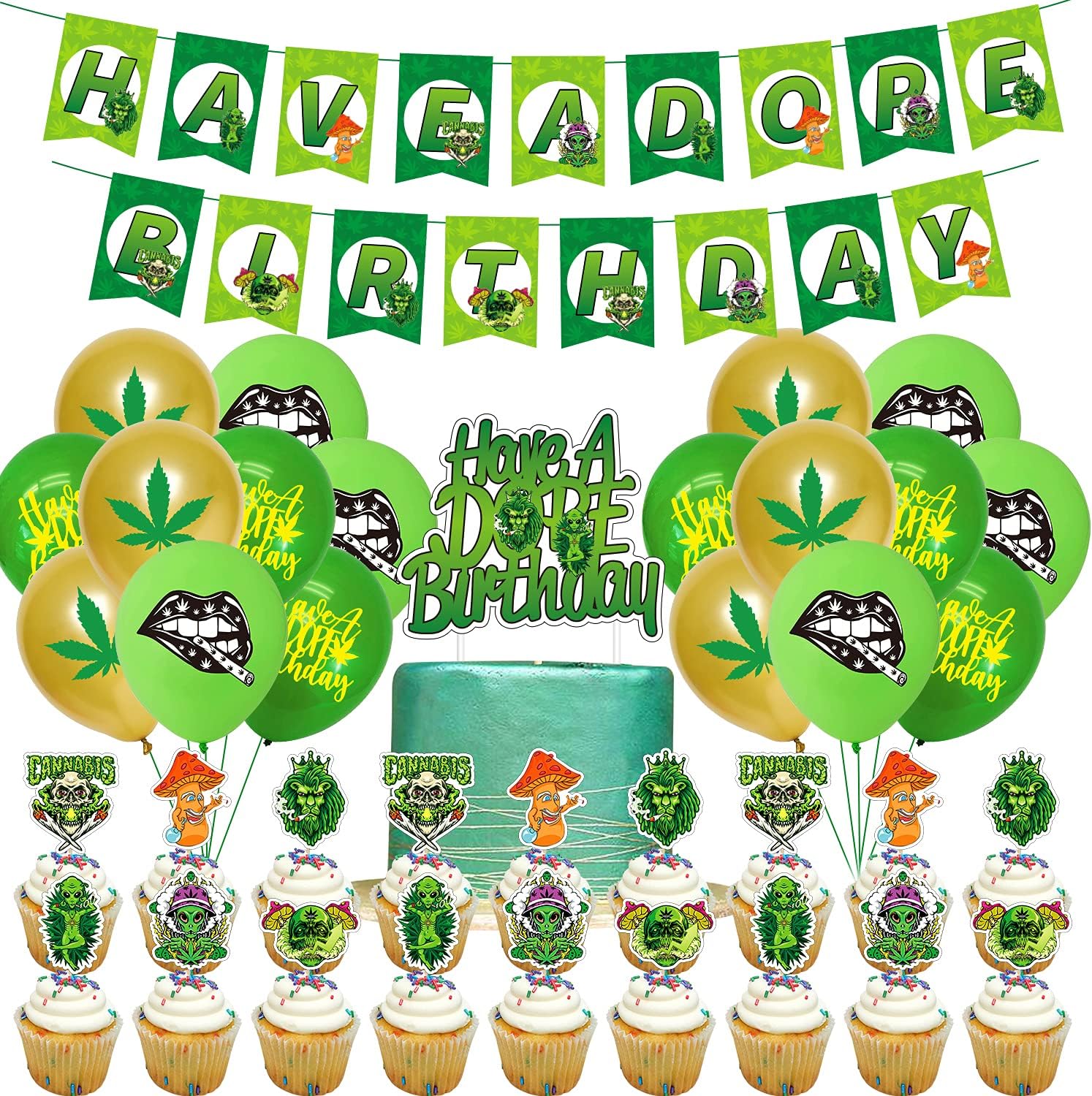Weed Party Supplies Birthday Balloons Cake Toppers Banners