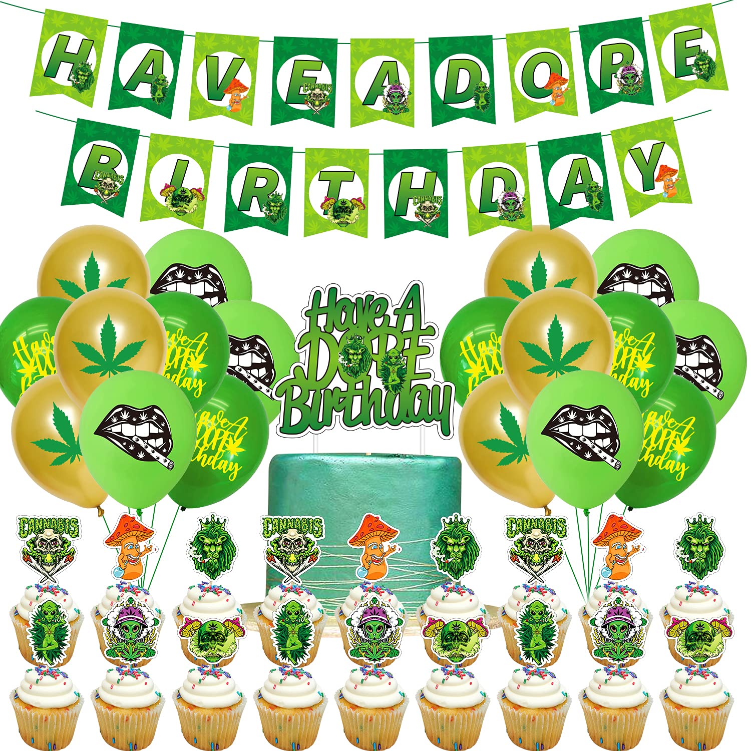 Buy Weed Party Supplies Birthday Balloons Cake Toppers Banners Dope