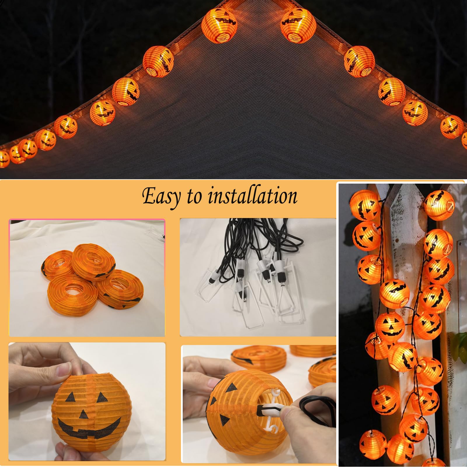 Guirlande Halloween 5m Avec Lumières LED - Citrouille, Fantôme, Araignée, Chauve-souris - Décoration
