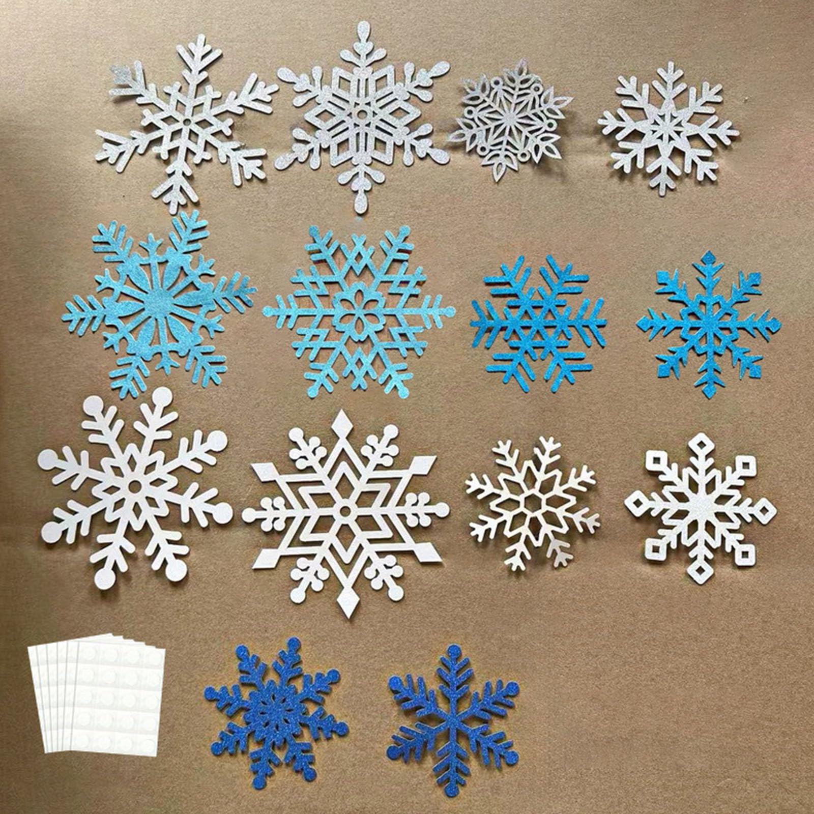 Snowflake Window Clings Strong Adhesive Winter Holiday Decoration for Bulletin Boards Offices Home Christmas Cutout Snowflake Winter Party Decorations