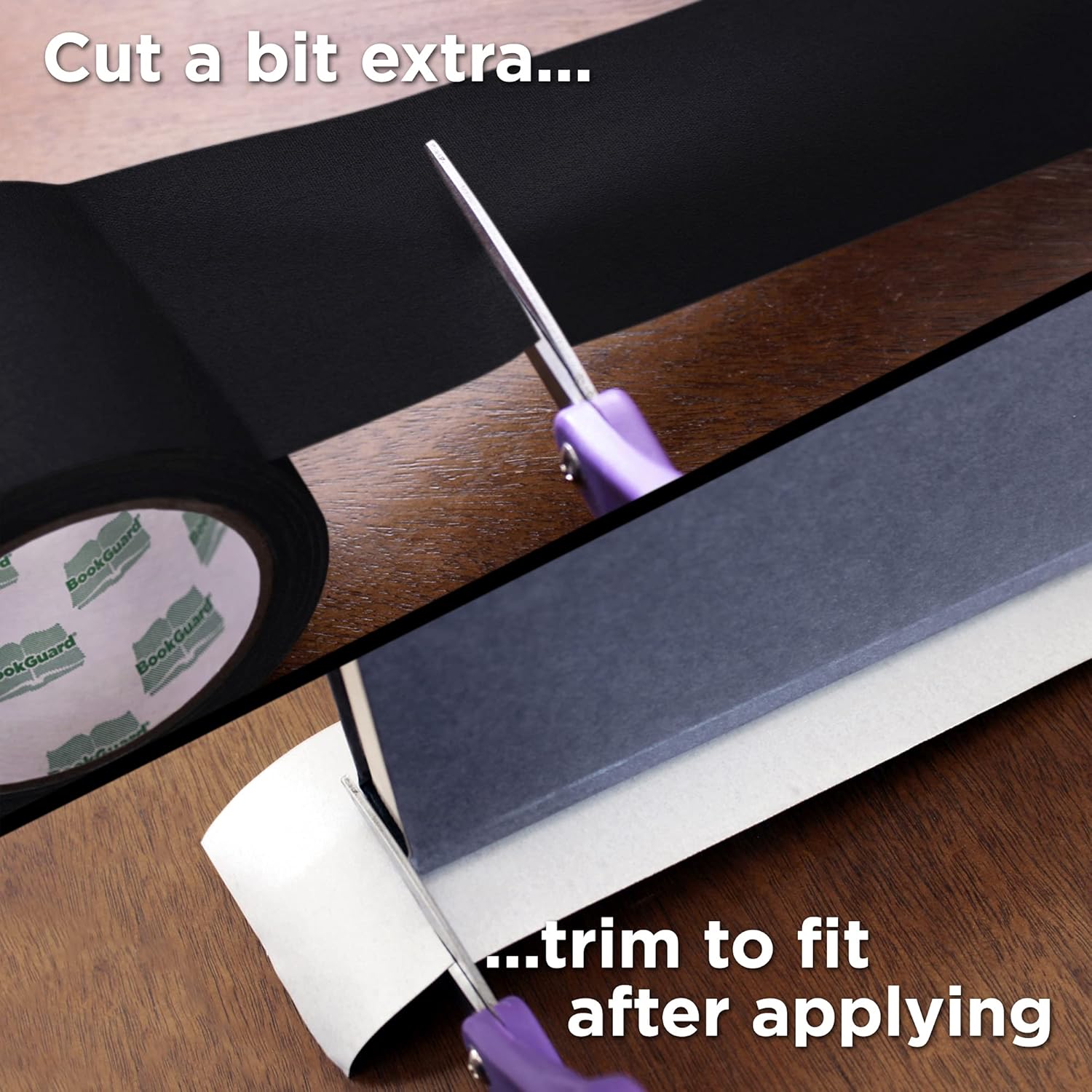 BookGuard Book Binding Tape, 3 Inch Black Cloth Spine Repair Tape for Library Binding, Vinyl-Coated Cotton Cloth, 15 Yard Roll