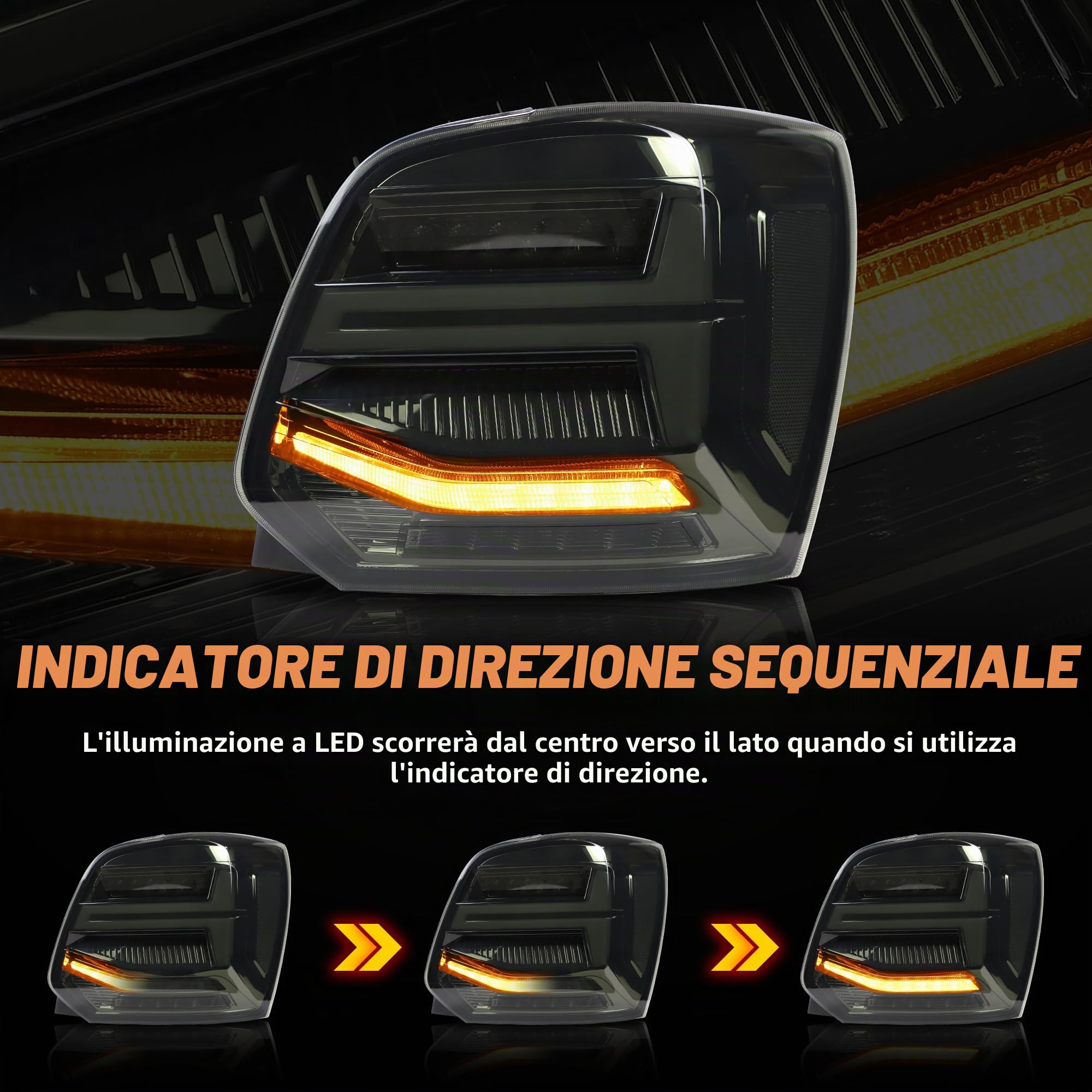 VLAND LED fanali posteriori compatibili con Polo 5 Polo MK5 6R 6C 2009-2017 (non per 1.2 TSI/R), con Con indicatori di direzione sequenziali, 1 set (nero)