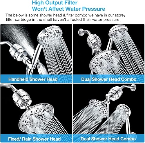 Miniatura 5 de Paquete de 2 cartuchos de repuesto de filtro de ducha, cartucho de repuesto de filtro de cabezal de ducha de 15 etapas, para agua dura, cloro y
