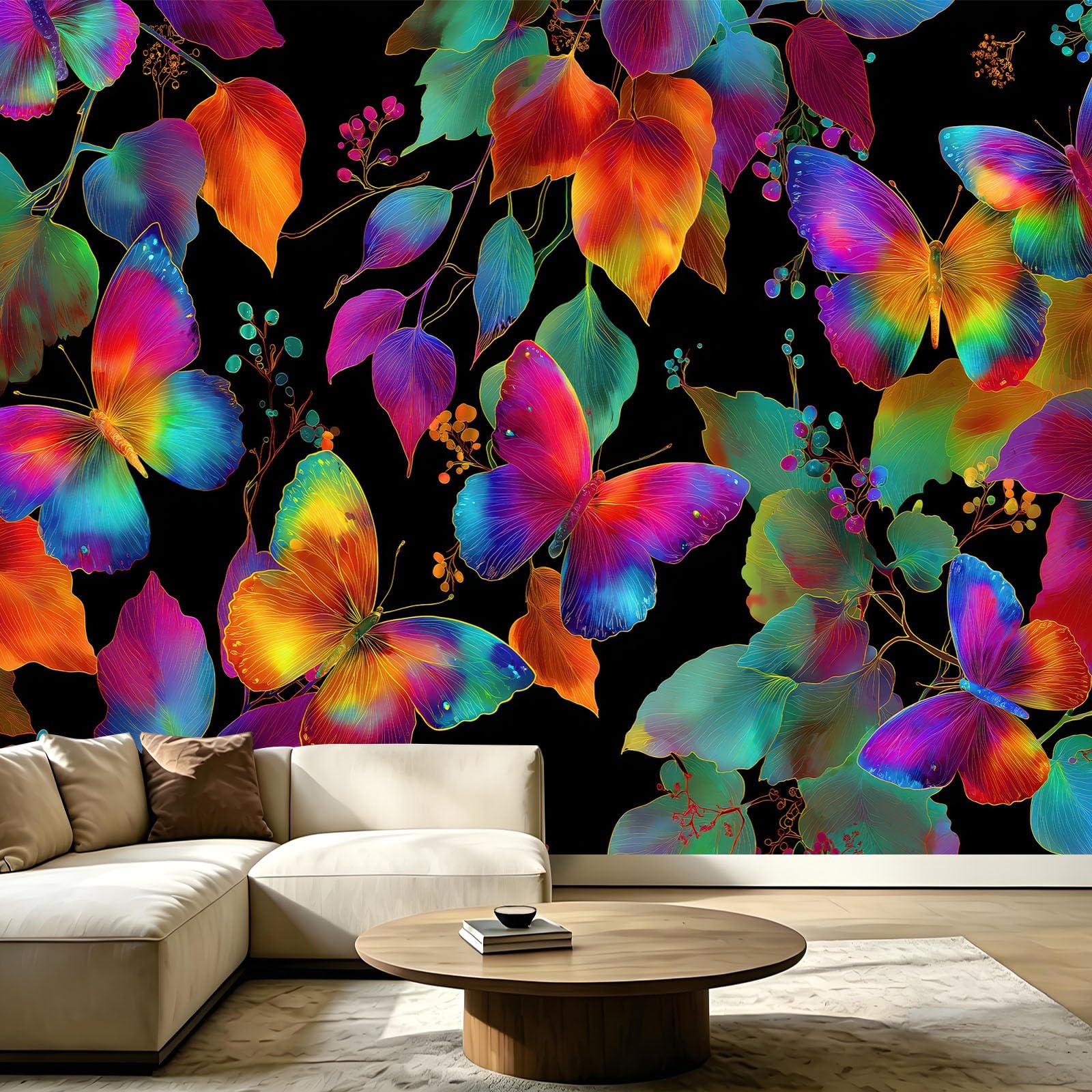 Papier peint panoramique grandes fleurs deco murale magasin de vetements