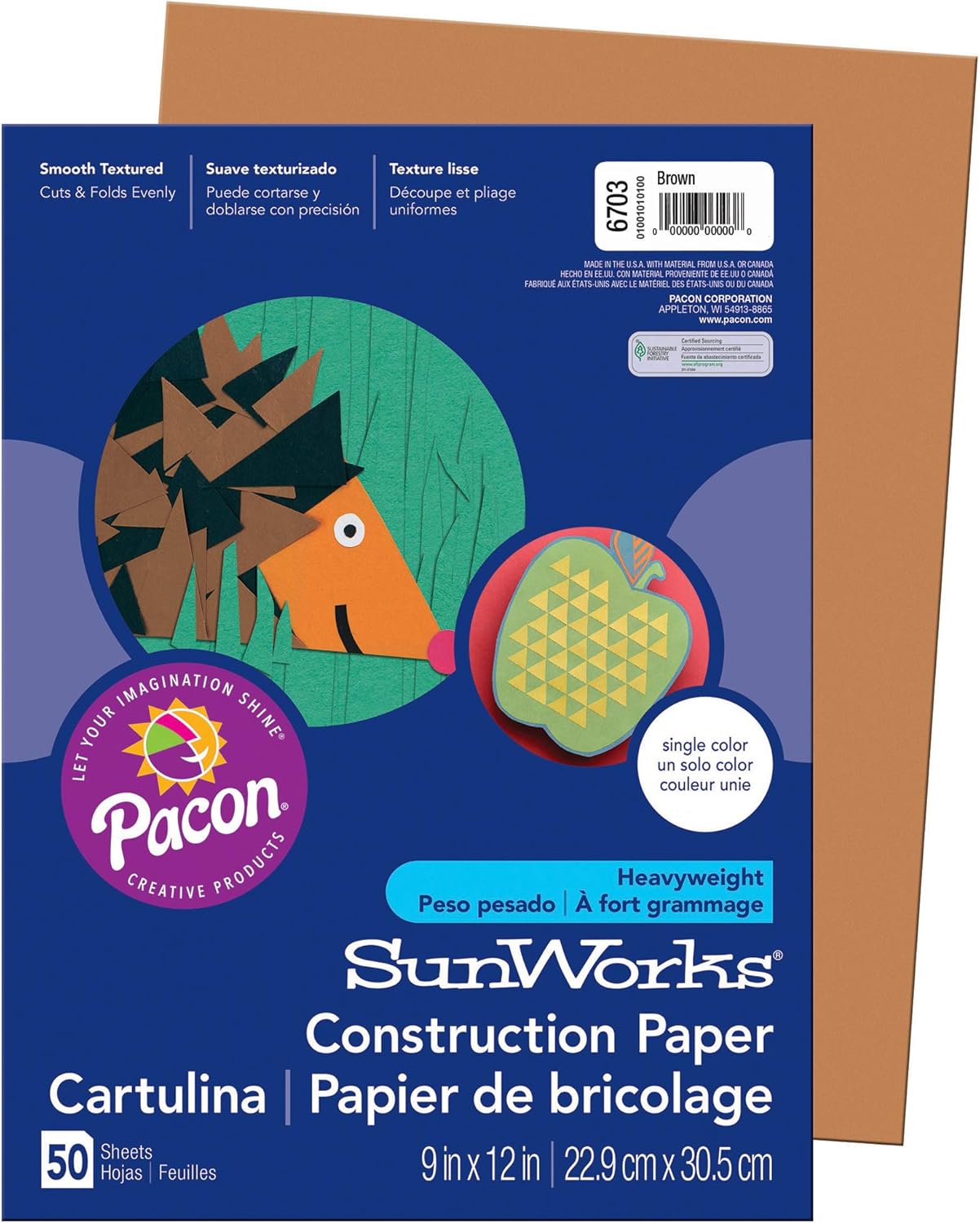Prang Construction Paper, Brown, 9" x 12", 50 Sheets Per Pack, 10 Packs