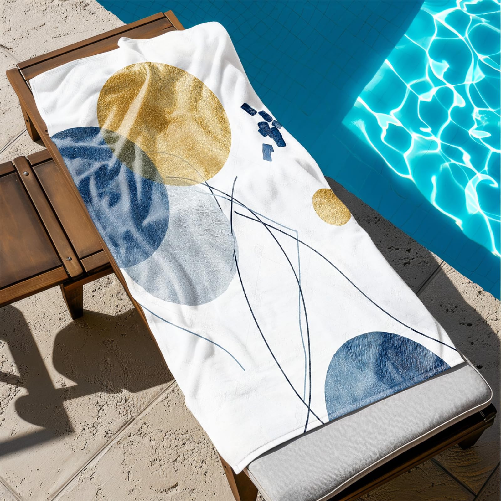 Générique Serviette Microfibre Plage Cercle Bleu Or